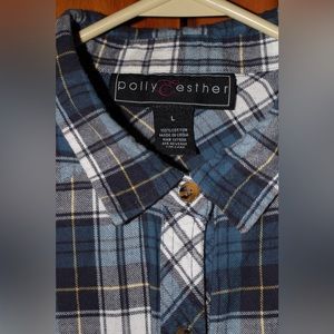 Women’s Polly & Esther Blue Plaid Shirt